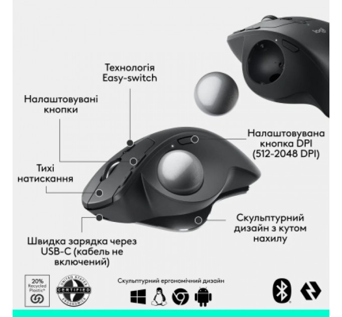 Мишка Logitech MX Ergo S Bluetooth Graphite (910-007260)