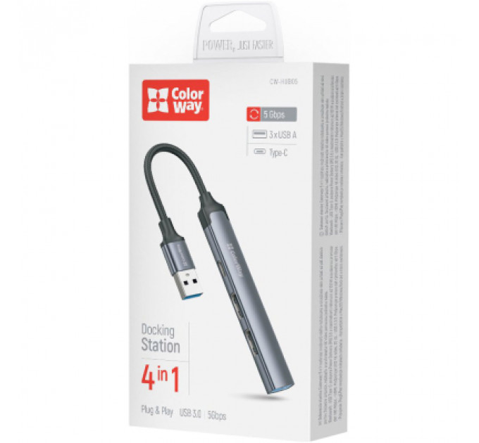 Концентратор ColorWay USB-A 4-в-1 USB2.0х3/USB3.0 (CW-HUB05)