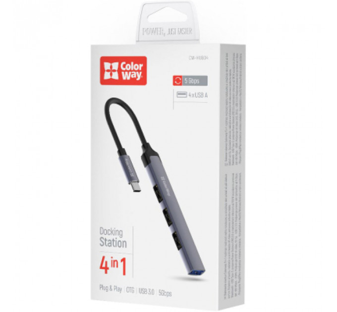 Концентратор ColorWay USB-C 4-в-1 USB2.0х3/USB3.0 (CW-HUB04)