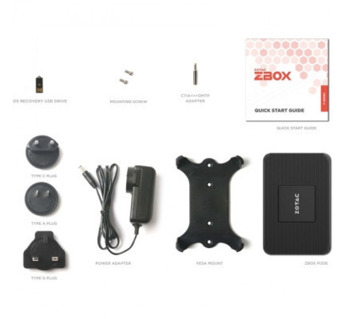 Zotac Комп'ютер Zotac PI336 pico / Celeron N6211, 4GB LPDDR4x onboard, 128GB eMMC, WIFI, BT, DP/HDMI, W11Pro (ZBOX-PI336-W5C)