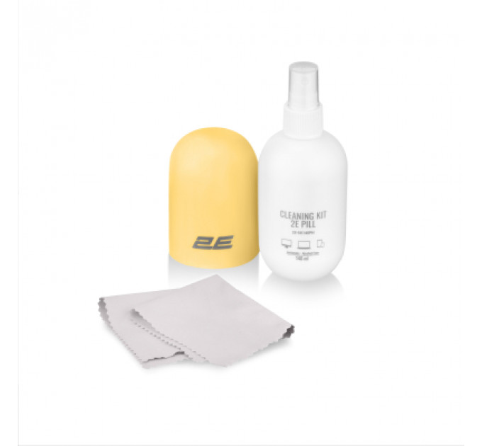 Спрей для очищення 2E PILL 140ml for office equipment +Microfibre 20 cm, white-yellow (2E-SK140YW)