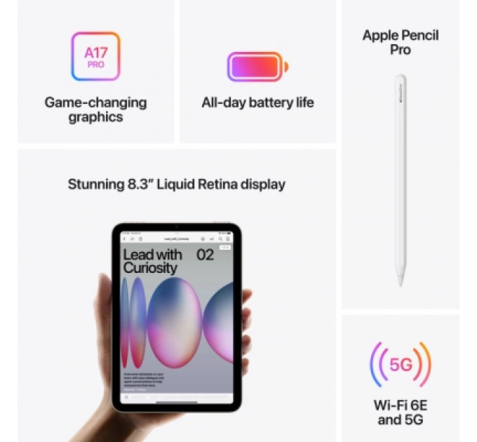 Планшет Apple iPad mini 2024 Wi-Fi + Cellular 128GB Starlight (MXPQ3NF/A)