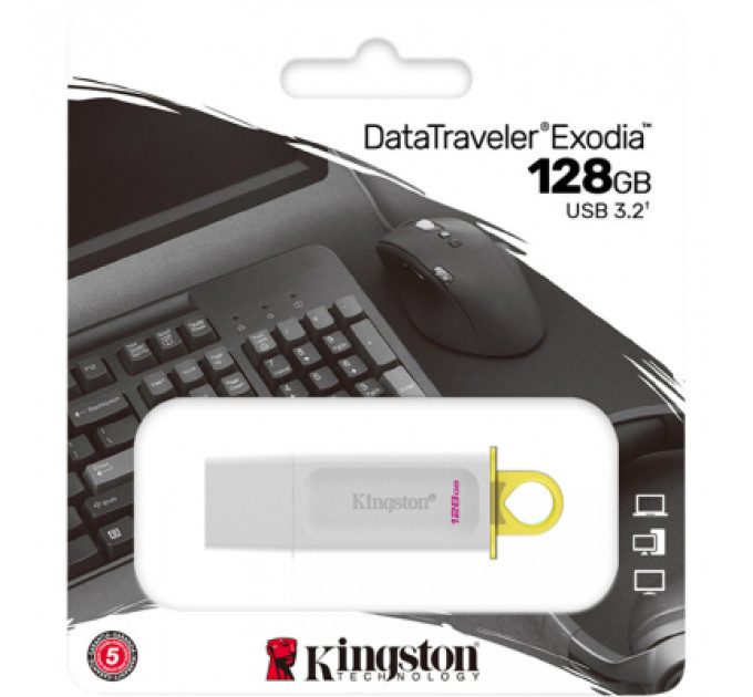 USB флеш накопичувач Kingston 128GB DataTraveler Exodia White USB 3.2 Gen 1 (KC-U2G128-5R)