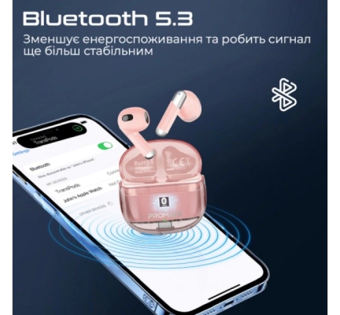 Навушники Promate TransPods Pink (transpods.pink)