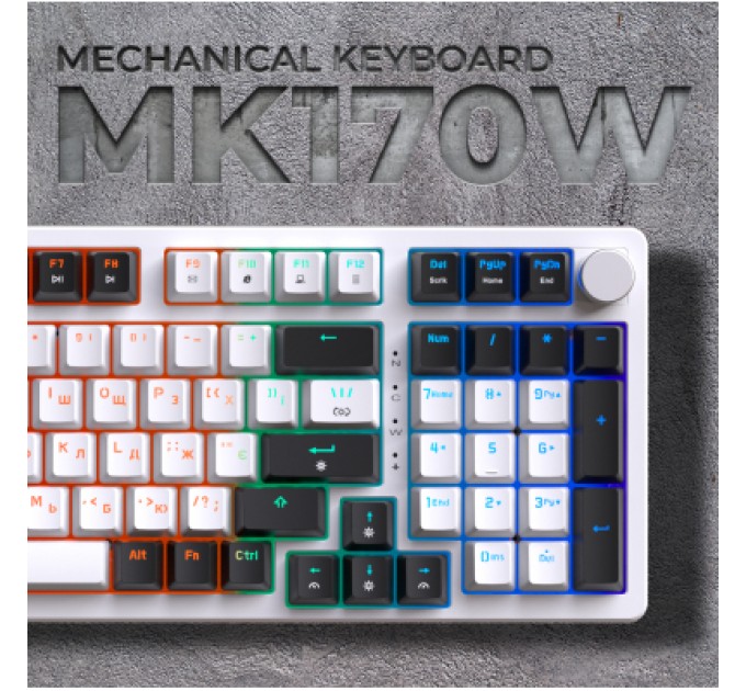 Клавіатура GamePro MK170W Hot-Swap Red Swich RGB USB UA White (MK170W)