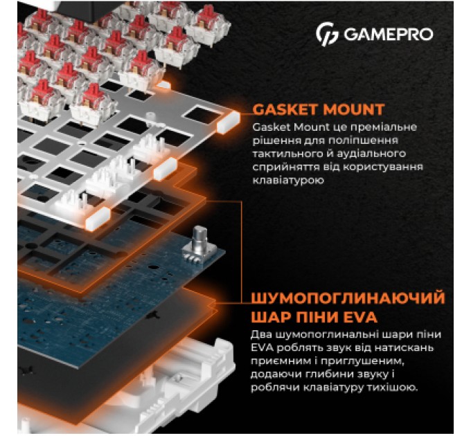 Клавіатура GamePro MK170W Hot-Swap Red Swich RGB USB UA White (MK170W)