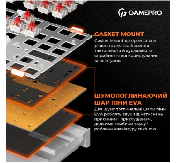 Клавіатура GamePro MK180B Hot-Swap Red Swich RGB USB UA Black (MK180B)