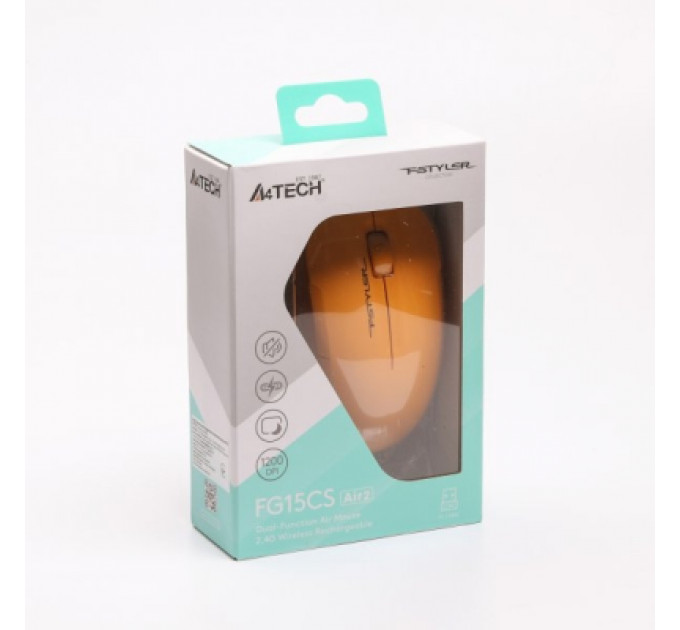 Мишка A4Tech FG15CS Air2 Wireless Yellow (4711421001236)
