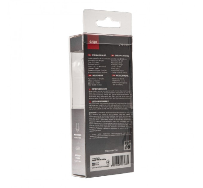 Ergo Навушники Ergo VM-730 Type-C Earphones White (VM-730W)