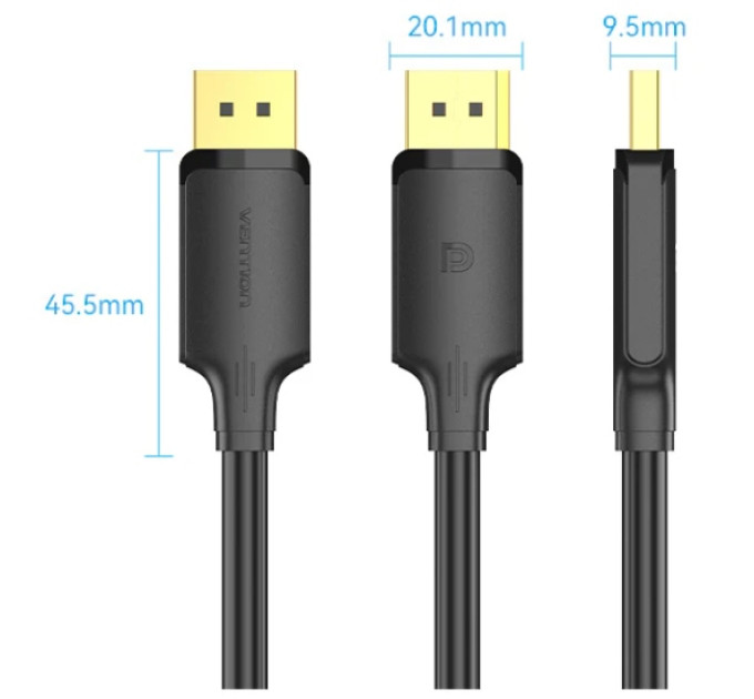 Vention Кабель мультимедійний DisplayPort to DisplayPort 3.0m V1.2 4K 60Hz 3D Dolby 7.1 Vention (HAKBI)
