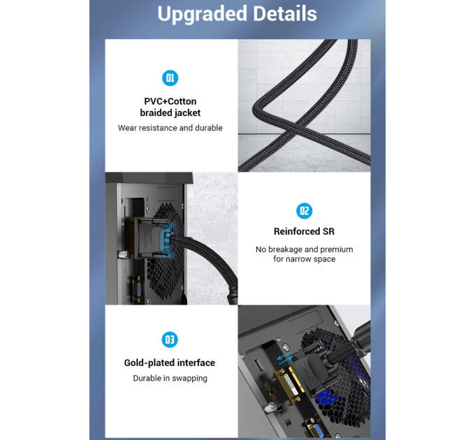 Vention Кабель мультимедійний DVI to DVI 24+1pin 8.0m 2K 60Hz ferrite Vention (EAEBK)