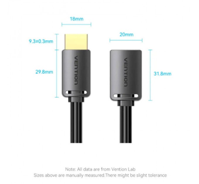 Кабель мультимедійний HDMI M to HDMI F 5.0m V2.0 4K 60Hz PVC Vention (AHCBJ)