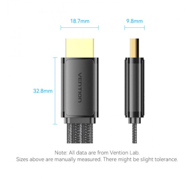 Кабель мультимедійний HDMI to HDMI 2.0m V2.1 8K 60Hz flat Vention (ALKBH)