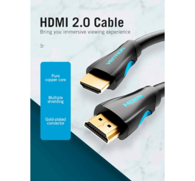 Vention Кабель мультимедійний HDMI to HDMI 20.0m V2.0 4K 30Hz PVC Vention (VAA-M02-B2000)