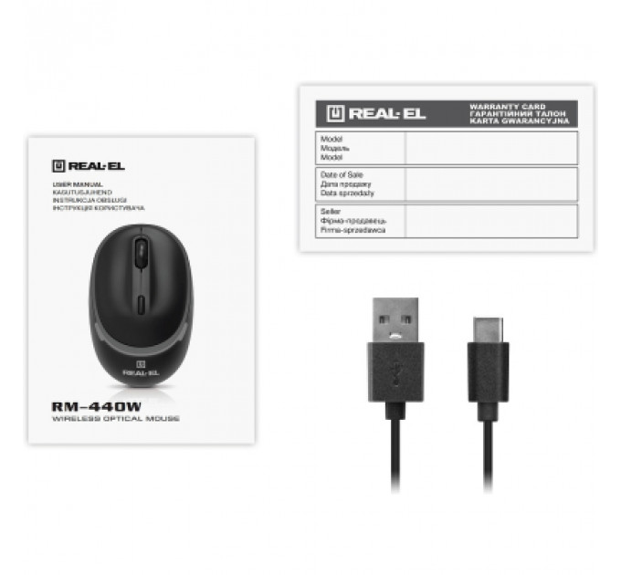 Мишка REAL-EL RM-440W Wireless/Bluetooth Black (EL123200045)