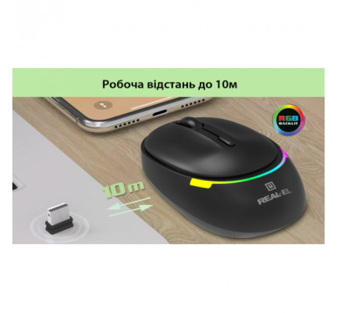 Мишка REAL-EL RM-440W Wireless/Bluetooth Black (EL123200045)