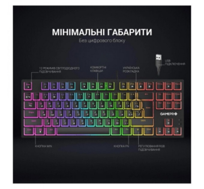 Клавіатура GamePro MK80B RGB Blue Switch USB Black (MK80B)