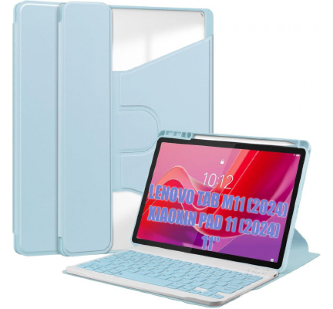Чохол до планшета BeCover 360° Rotatable + Keyboard Lenovo Tab M11 (2024) TB-TB330FU/Xiaoxin Pad 11 (2024) 11" Light Blue (712410)