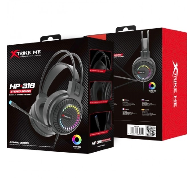 Навушники Xtrike ME HP-318 RGB Black (HP-318)