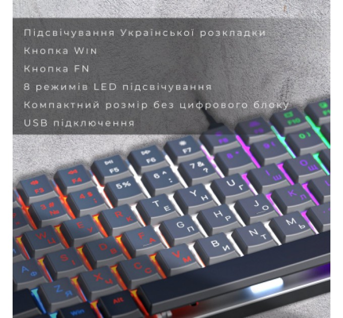 Клавіатура GamePro MK140R Red Swich Low Profile USB Dark Gray (MK140R)