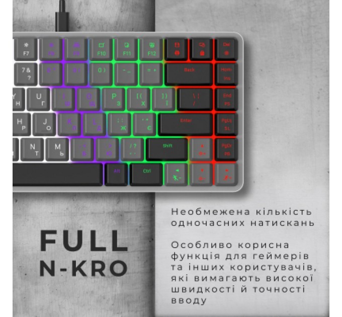 Клавіатура GamePro MK140R Red Swich Low Profile USB Dark Gray (MK140R)