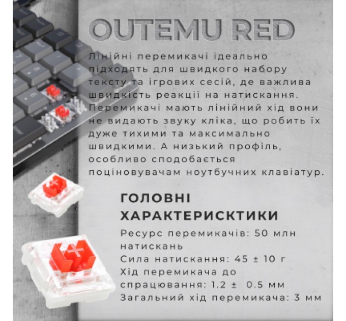 GamePro Клавіатура GamePro MK145R Red Swich Low Profile USB Dark Gray (MK145R)
