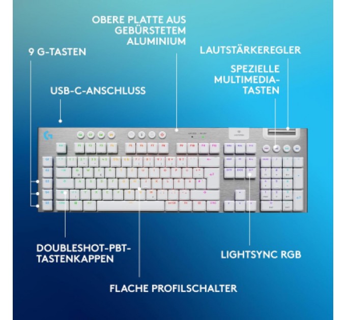 Клавіатура Logitech G915 X Lightspeed Switch-Tactile Wireless/Bluetooth/USB UA White (920-012690)
