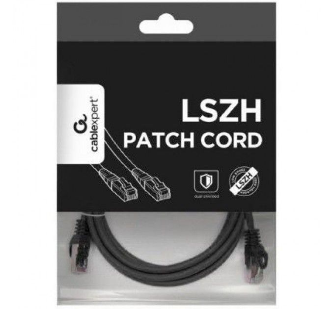 Патч-корд 5м S/FTP Cat 6A CU LSZH black Cablexpert (PP6A-LSZHCU-BK-5M)