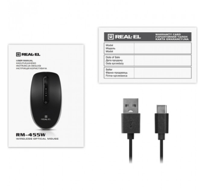 Мишка REAL-EL RM-455W Wireless/Bluetooth Black/Gray (EL123200047)