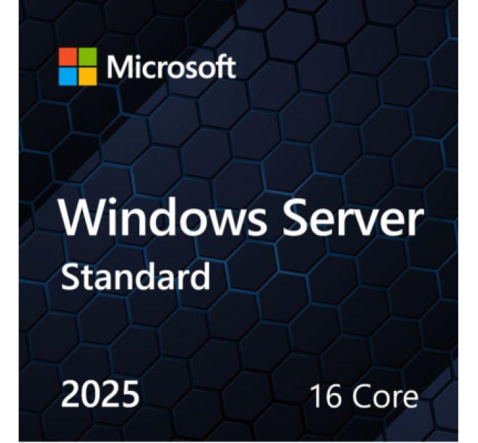 ПЗ для сервера Microsoft Windows Server 2025 Standard 16 Core англ, ОЕМ на DVD носії (EP2-25187)