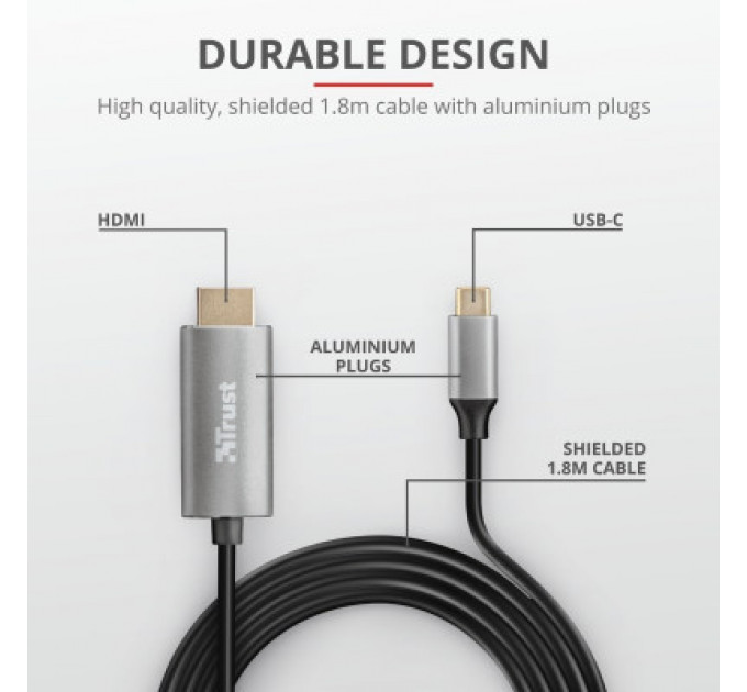 Перехідник Trust Calyx USB-C to HDMI Adapter Cable (23332_TRUST)