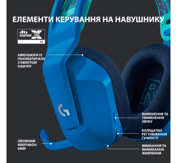 Навушники Logitech G733 Lightspeed Wireless RGB Gaming Headset Blue (981-000943)