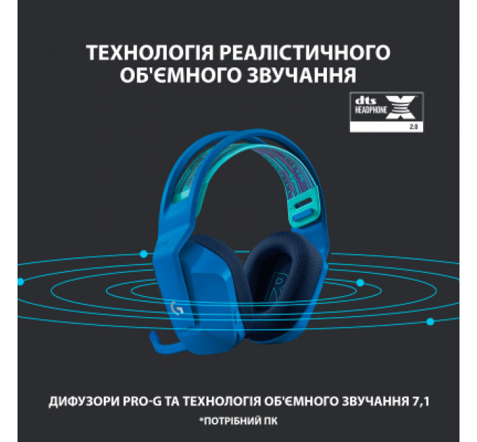 Навушники Logitech G733 Lightspeed Wireless RGB Gaming Headset Blue (981-000943)