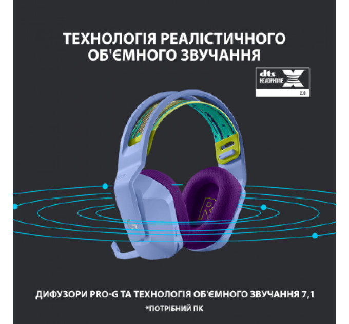 Навушники Logitech G733 Lightspeed Wireless RGB Gaming Headset Lilac (981-000890)