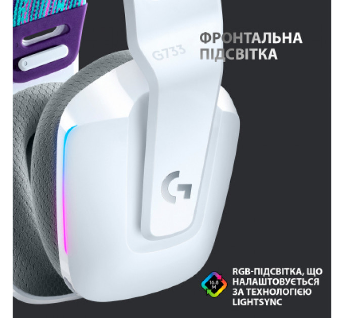 Навушники Logitech G733 Lightspeed Wireless RGB Gaming Headset White (981-000883)