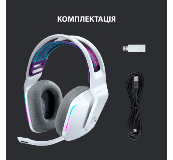 Навушники Logitech G733 Lightspeed Wireless RGB Gaming Headset White (981-000883)