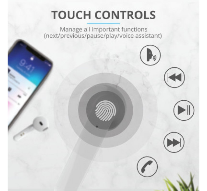 Навушники Trust Primo Touch True Wireless Mic White (23783)