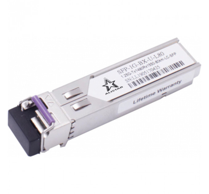 Модуль SFP Alistar Модуль SFP 1000BASE-BX 1SM WDM LC 80KM TX1490/RX1550nm DDM (SFP-1G-BX-U-L80)