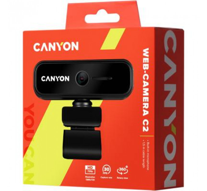 Веб-камера Canyon C2 720p HD Black (CNE-HWC2)
