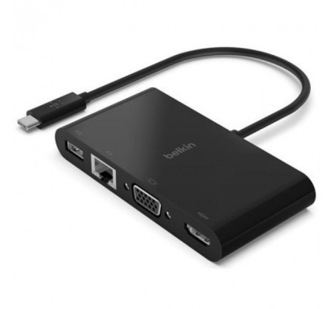 Перехідник Belkin USB-C to Ethernet, HDMI, VGA, USB-A, black (AVC005BTBK)