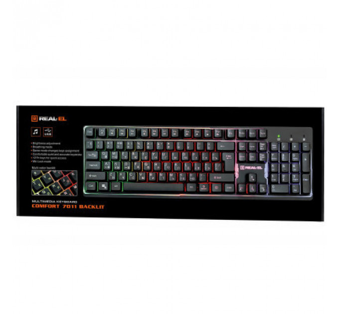 Клавіатура REAL-EL 7011 Comfort Backlit Black