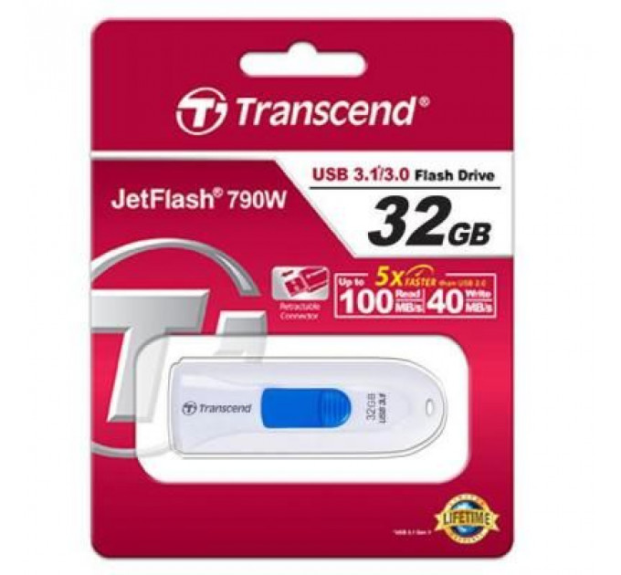 USB флеш накопичувач Transcend 32GB JetFlash 790 USB 3.1 (TS32GJF790W)