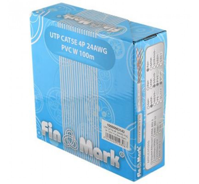 Кабель мережевий FinMark UTP 100м CAT5e 4P 24AWG PVC W Pull Box (163143)