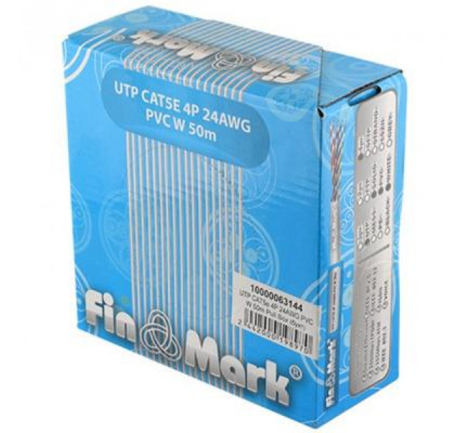 Кабель мережевий FinMark UTP 305м CAT5e 4P 24AWG PVC W Pull Box (049449)