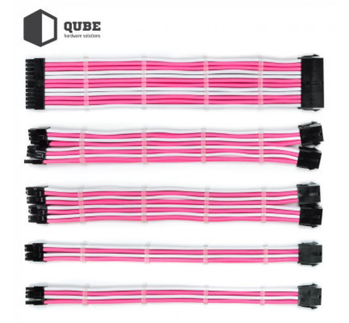 Кабель Qube для блока питания QUBE 1*24P MB, 2*4+4P CPU,2*6+2P VGA Whi (QBWSET24P2x8P2x8PWP)