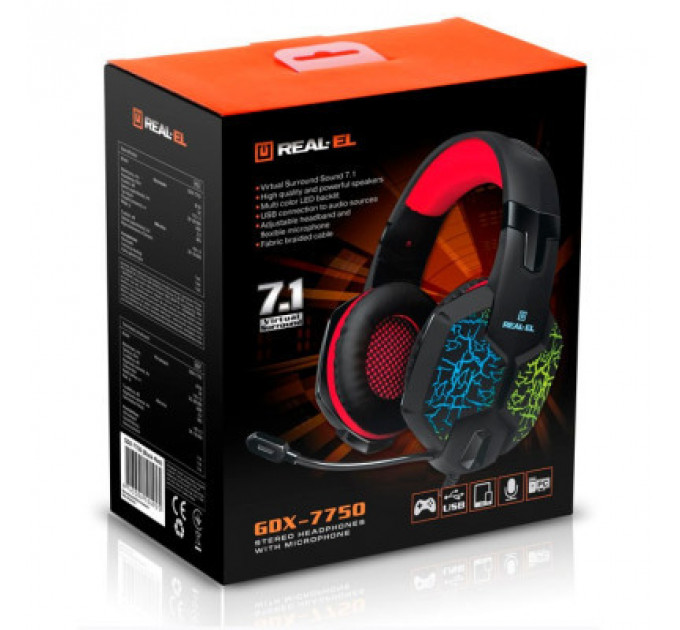 Навушники REAL-EL GDX-7750 Black-Red