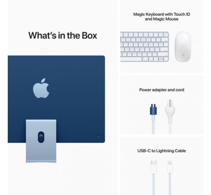 Комп'ютер Apple A2439 24" iMac Retina 4.5K / Apple M1 with 7-core GPU, 256SSD, Blue (MJV93UA/A)