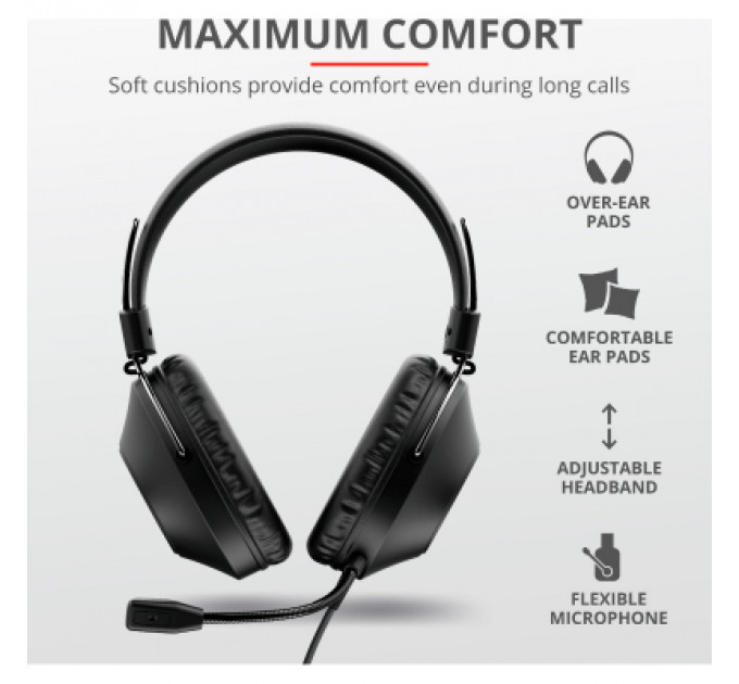 Навушники Trust Ozo Over-Ear USB Headset Black (24132)