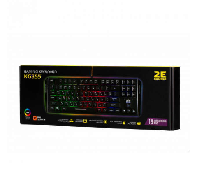 Клавіатура 2E KG355 LED 87key USB Black Ukr (2E-KG355UBK)