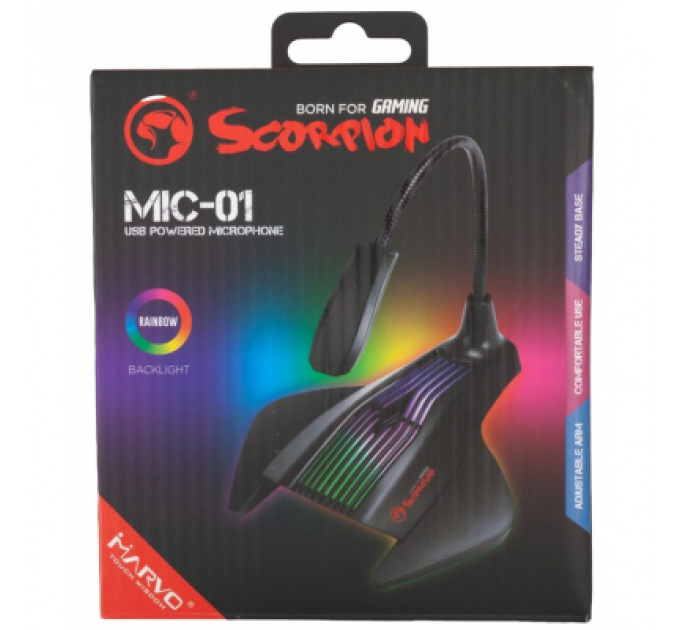 Мікрофон Marvo MIC-01 Multi-LED USB Black (MIC-01)